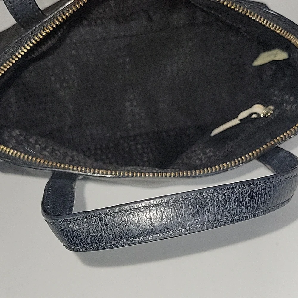 kate spade Black Leather Satchel with Ivory Bow Accent
